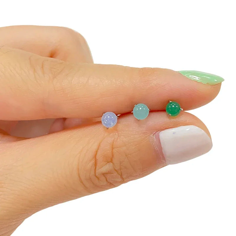 ASTM F136 Titanium PIERC Sphericity Ear Lip Studs with Semi Precious Stone Top Labret Nose Stud Earrings Body Piercing Jewelry