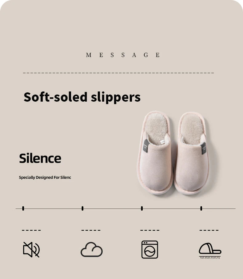 Winter Warm Slippers Men House Non Slip Soft Shoes Comfortable Flat Heel Home Indoor Bedroom Plush Slippers Bedroom Female shoes