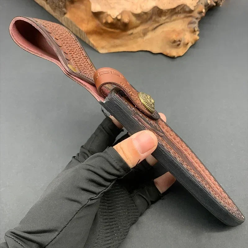High-Quality Newest Leather Blade Carrier with Storage Pocket Compatible with Various EDC Knives (Knife Not Included)