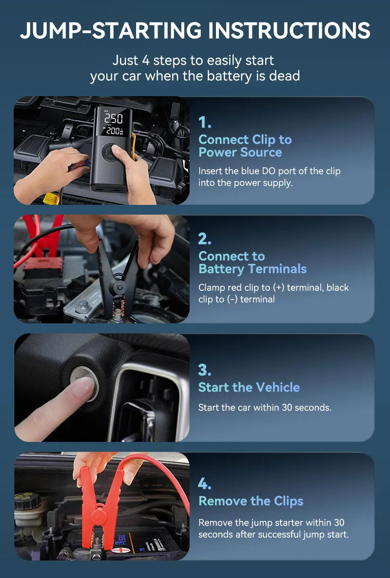 Car jump starter 6000A Jump Starter 150PSI Air Pump Multifunctional Tire Inflator Power Bank Lighting for Car