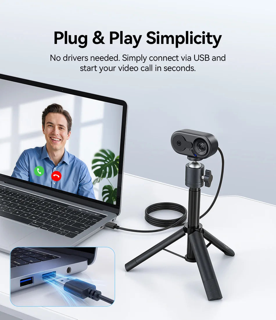 4K/2K/1080P Webcam EMEET C100 USB Computer Camera for Living/ Video Call/ Conference
