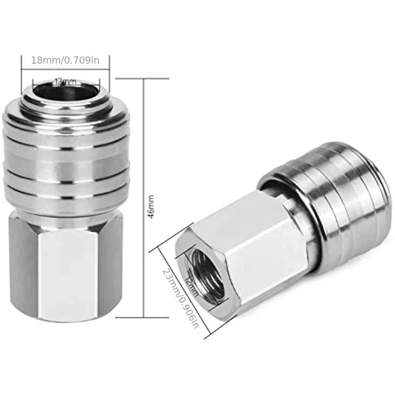 10Pcs 1/4" BSP Euro Air Compressor Quick Connect Fittings, Zinc Plated Steel Air Hose Coupler Male Female Quick Release Air Tool