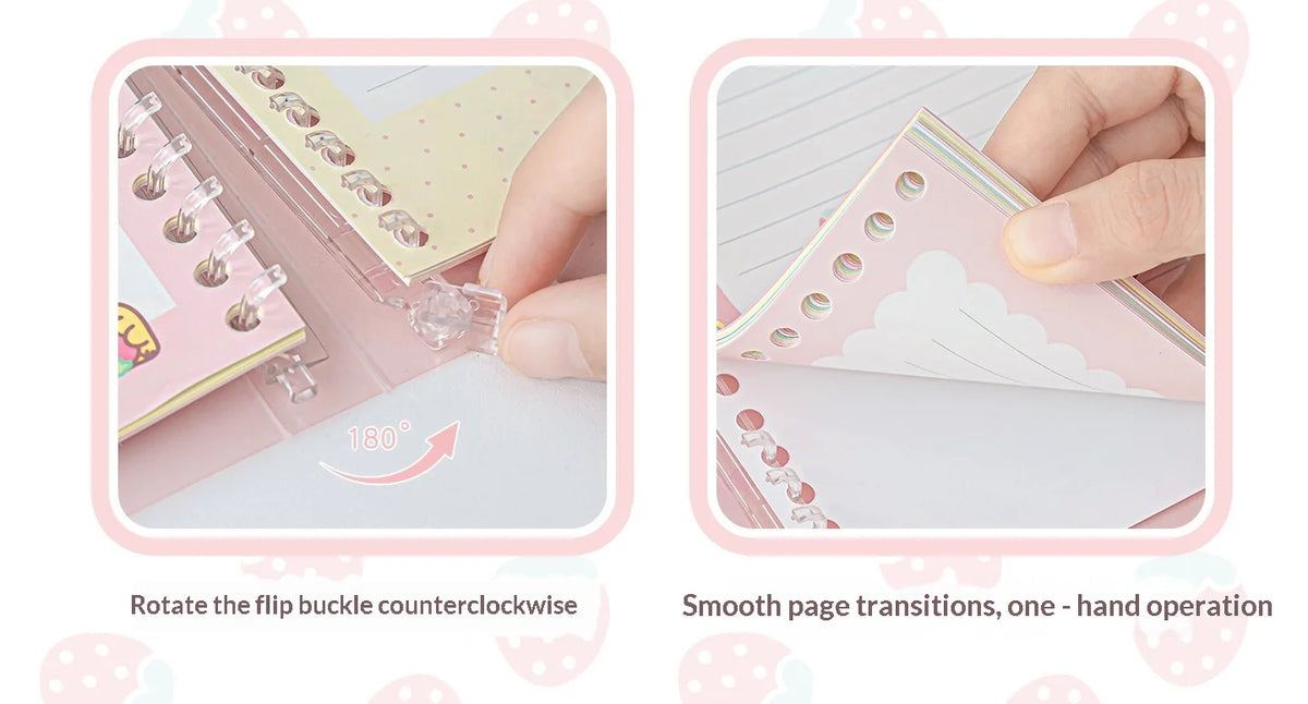 In Stocks RosyPosy Korilakkuma Loose Leaf Notebook Cute Strawberry Pattern B5 Refillable Journal For Study Office Daily Planning