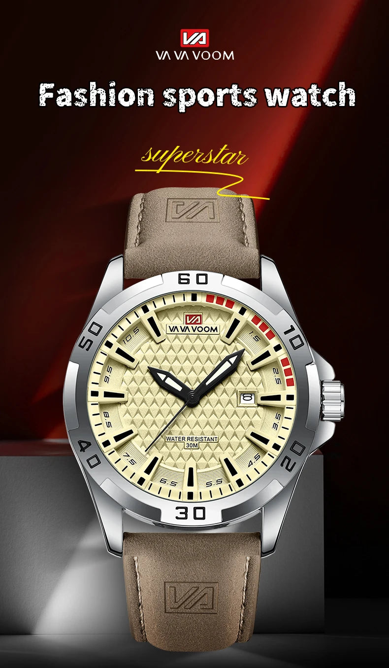 Stainless Steel Men Quartz Watch Business Fashion 45mm Calendar Clock Silver Sports 3Bar Waterproof Gift Wristatch for Men Reloj