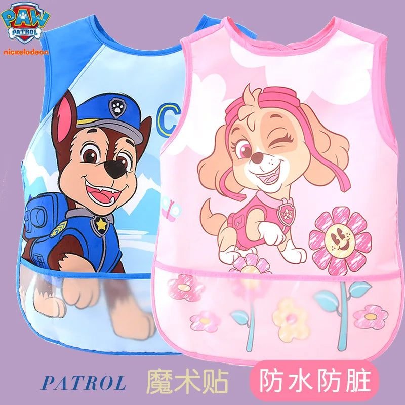 Genuine Paw Patrol Baby Bibs Colorful Cartoon Waterproof Bib Infant Eating Children Drawing Sleeveless Pocket Apron Self Feeding