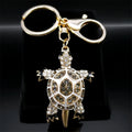 Exquisite Colorful Crystal Turtle Key Ring Holder for Women Men Alloy Rhinestone Animal Keychain Charm Jewelry Gifts K5205S03
