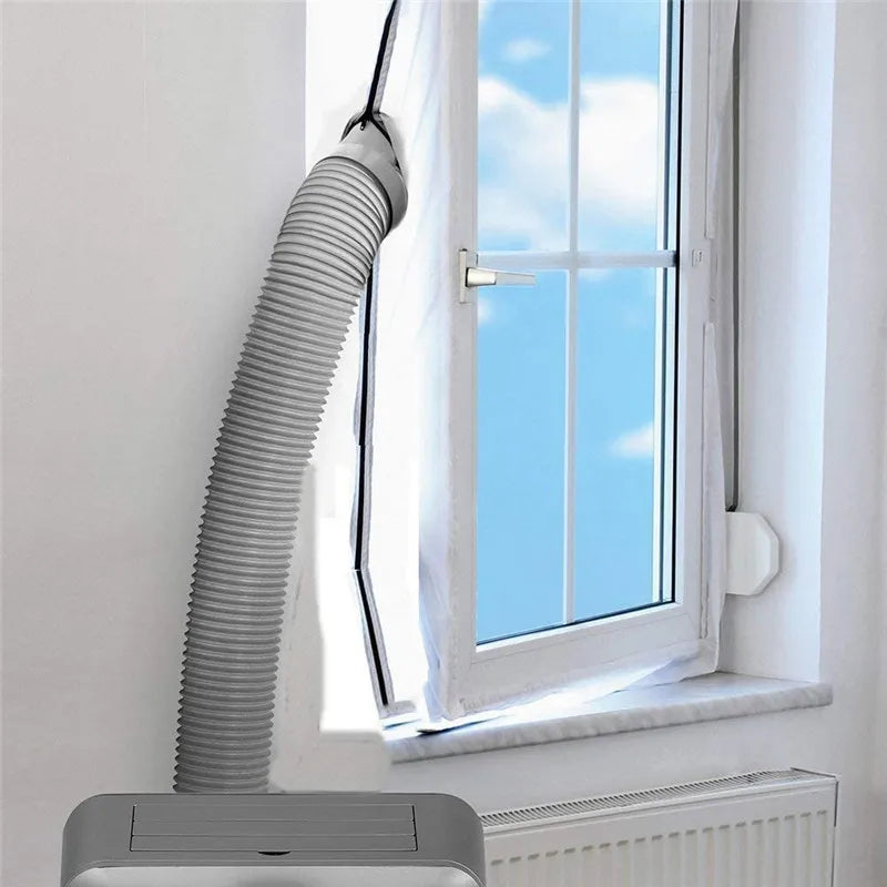 AirLock Window Seal for Portable Air Conditioner, 3m 4m Flexible Cloth Sealing Plate Window Seal with Zip and Adhesive Fast
