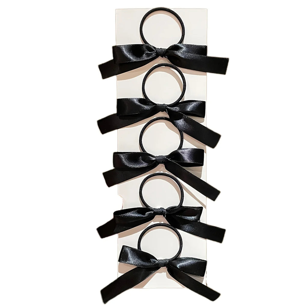 5PCS Women's Style, Fashionable and Cute, Black Bow Hair Tie, Suitable for Daily Use, Recommended Gift Hair Accessories