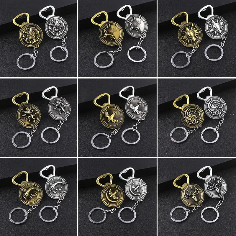 Classic Movie Dragon Shape Keychain Wolf Head Pendant Fashion Trend Bottle Opener Keyring for Fan Collectible Accessories