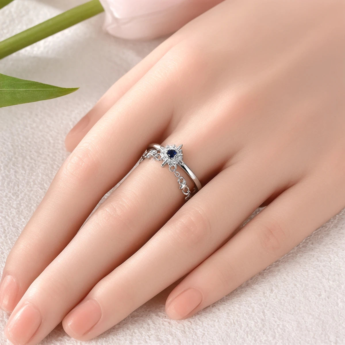 925 Silver Open Ring Sunflower Bee Star Eternal Love Jewelry Women's Wedding Gift