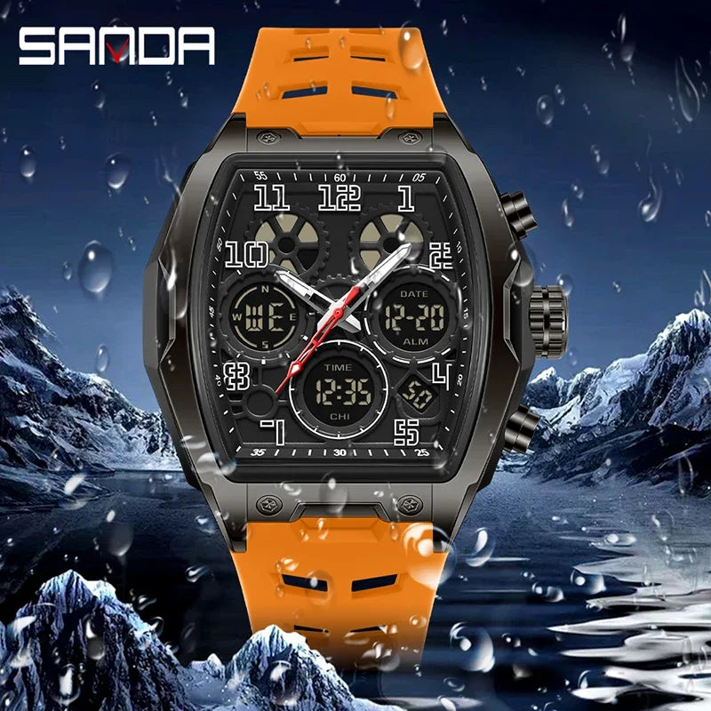 SANDA Fashion Men's Sports Electronic Watch Multi functional Date Countdown Waterproof LED Night Light Men's Electronic Watch