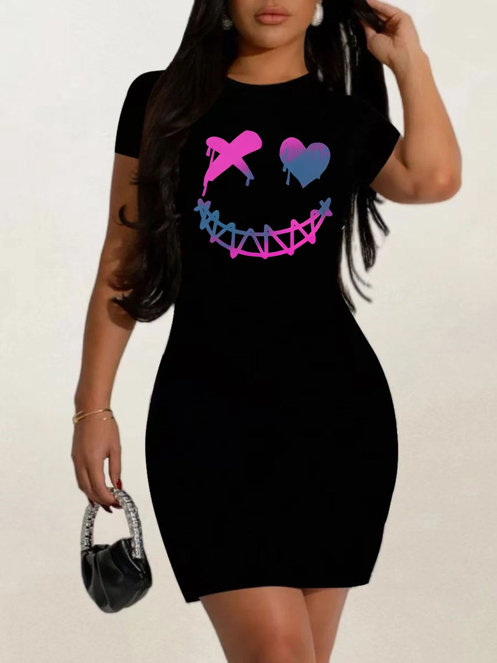 summer long tshirt dress SEXY midi DRESS Women's Casual  Graphic TShirt Dress  Short Sleeve Round Neck Loose Fit SpringSummer