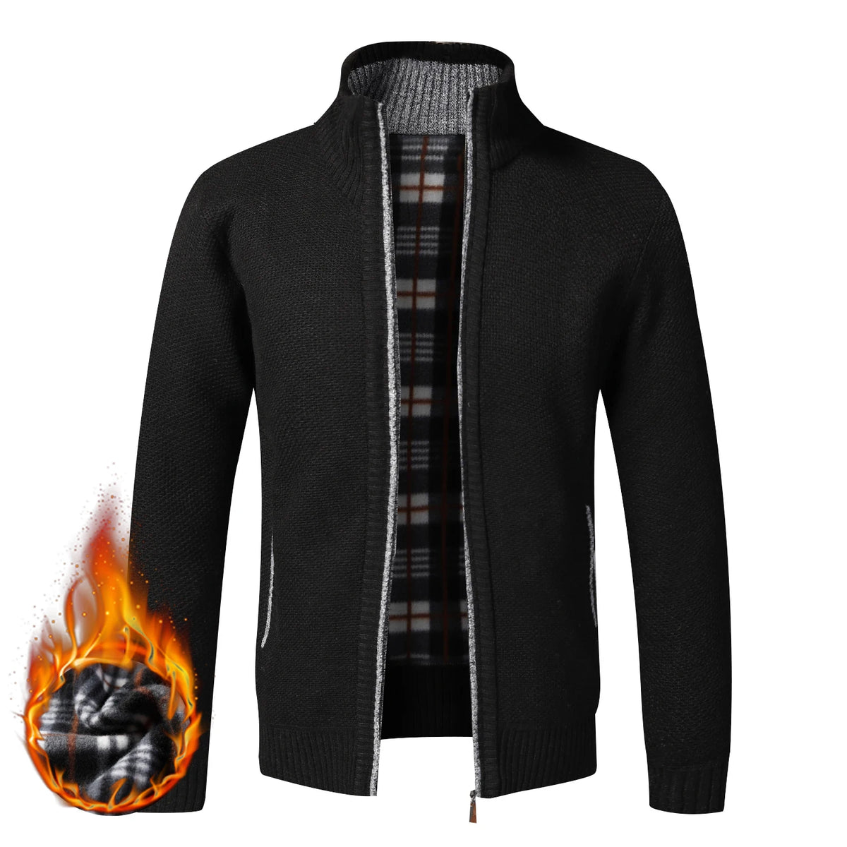 Cardigã de homem quente para outono/inverno, camisolas de lã, casacos com fecho completo, camisola de malha de marca de luxo com corte justo, camisola americana