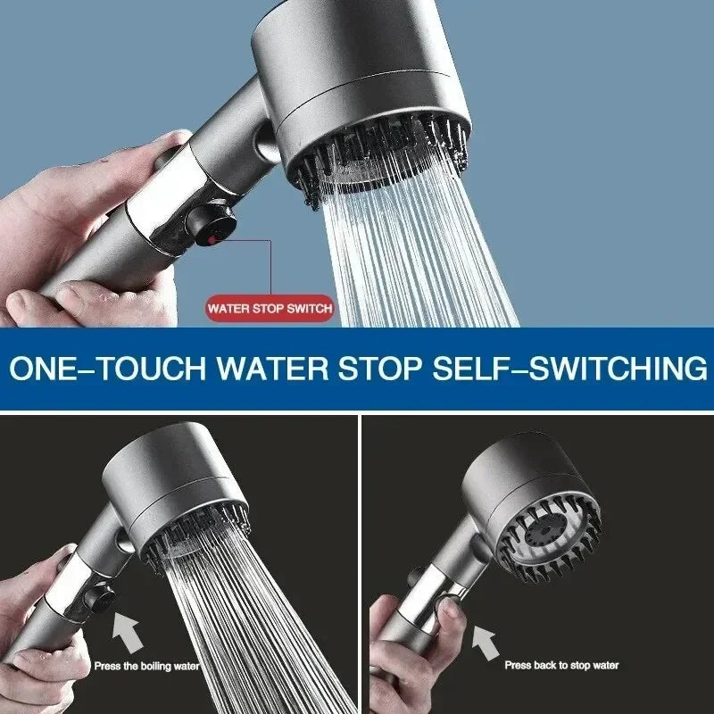 High Pressure ShowerHead 4 Modes Water Saving with Filter for HardWater Adjustable Spray with Massage Bathroom Shower New