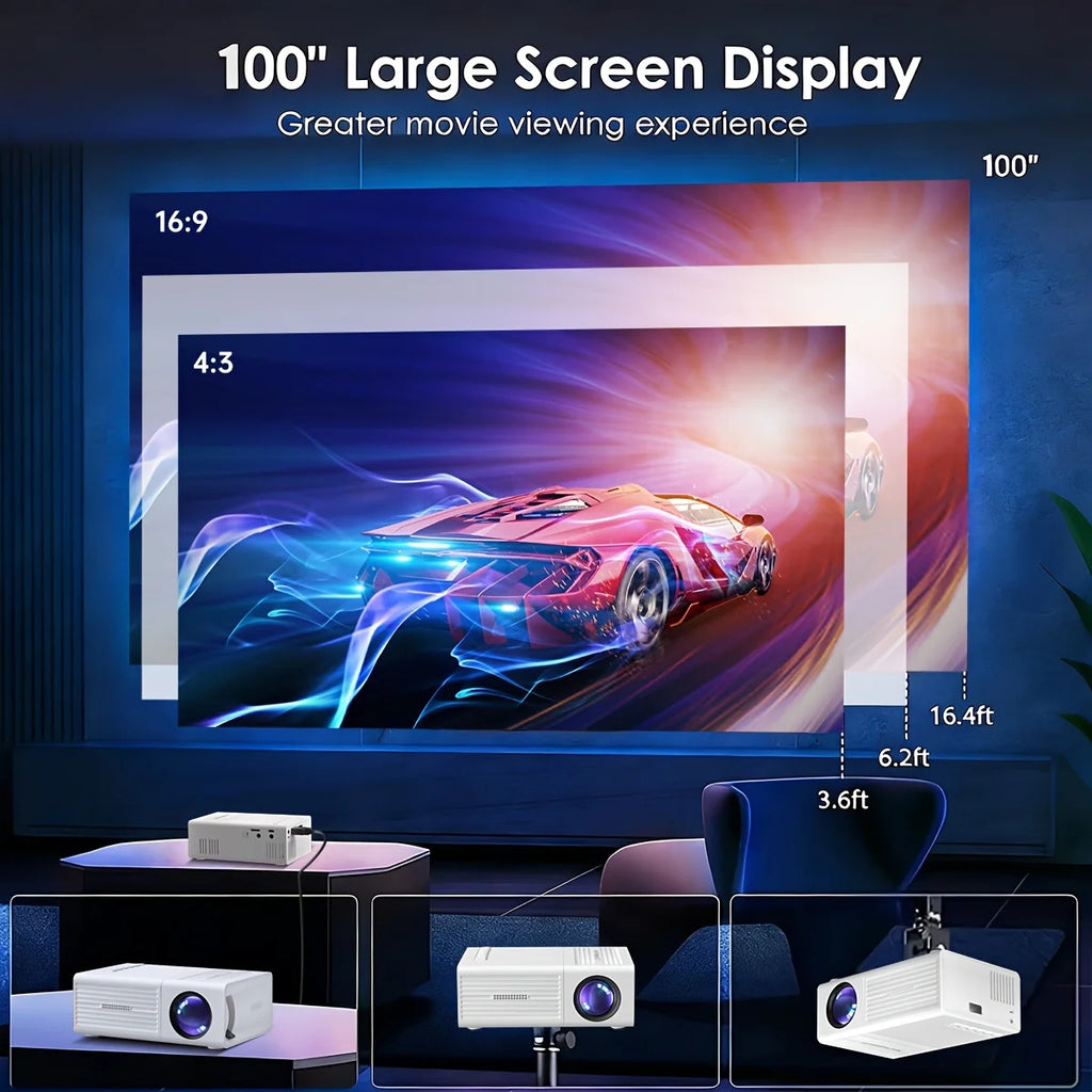 Portable Projector, Supports 1080P, USB Connection, Remote Control - Compatible With Smartphones, Tablets, Laptops, TV Sticks