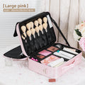Travel Makeup Bag Makeup Train Cases Professional Lipstick Organizer with Shoulder Strap Adjustable Dividers for Cosmetics Makeu