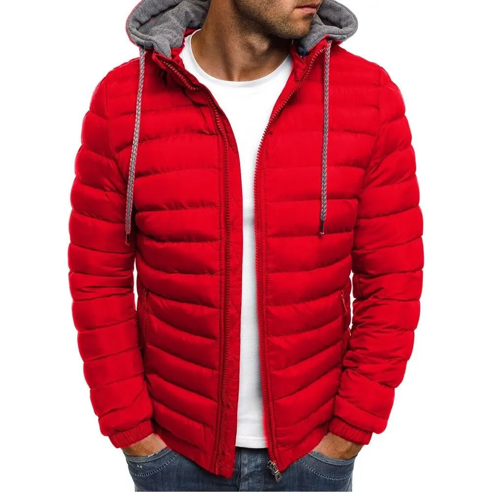 Men Fashion Quilted Padded Jacket Hooded Solid Color Casual Zip Up Outerwear Multi‑color Options Winter Warm Men Coat