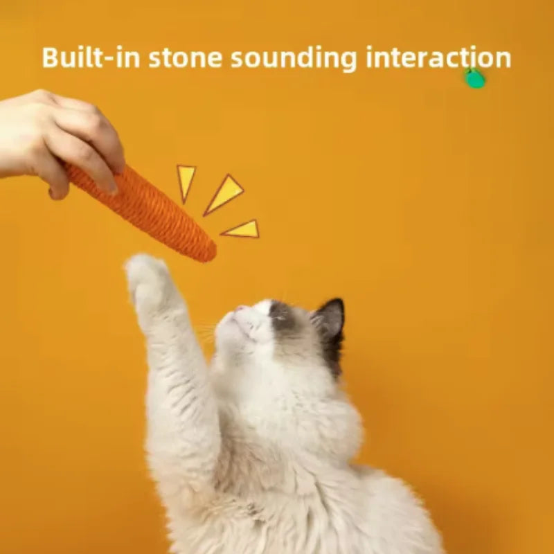 Brinquedo divertido para gatos em forma de cenoura, com textura para dentição e som, ideal para abraçar, resistente a mordidas e arranhões, artigos para animais de estimação para entretenimento interativo