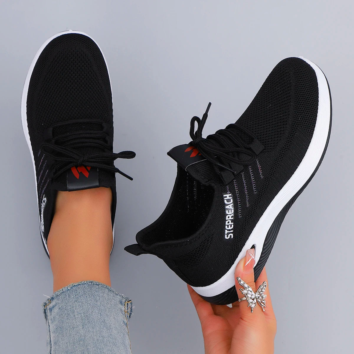 Spring and Autumn New Women's Casual Lace up Comfortable, Breathable, Lightweight and Wear-Resistant Sports Shoes