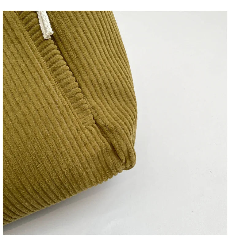 Corduroy Women Bag Fashionable Large Capacity Handbag Shoulder Bag Versatile Artistic Retro Student Class Bag with Zipper Pocket