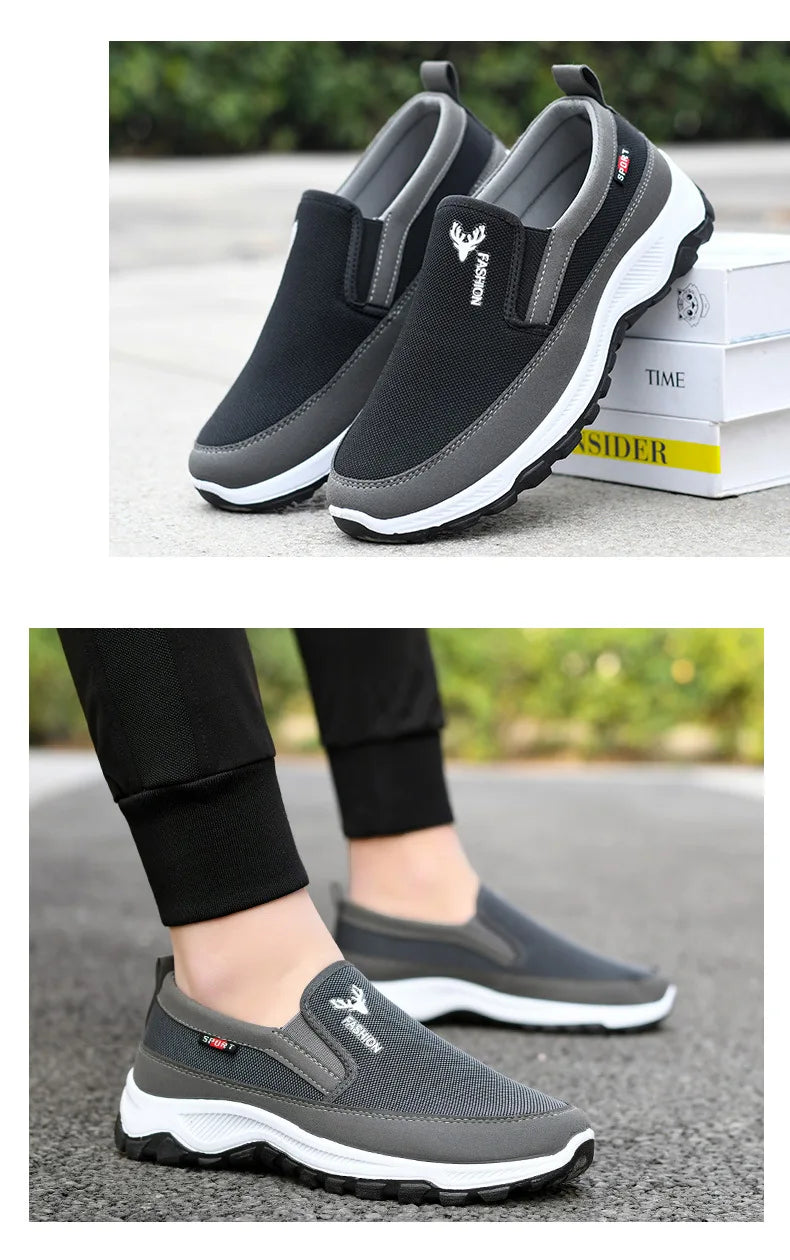Men Running Hiking Sneakers Breathable Orthopedic Travel Plimsolls Slip On Comfortable for Outdoor Activity Hiking Walking