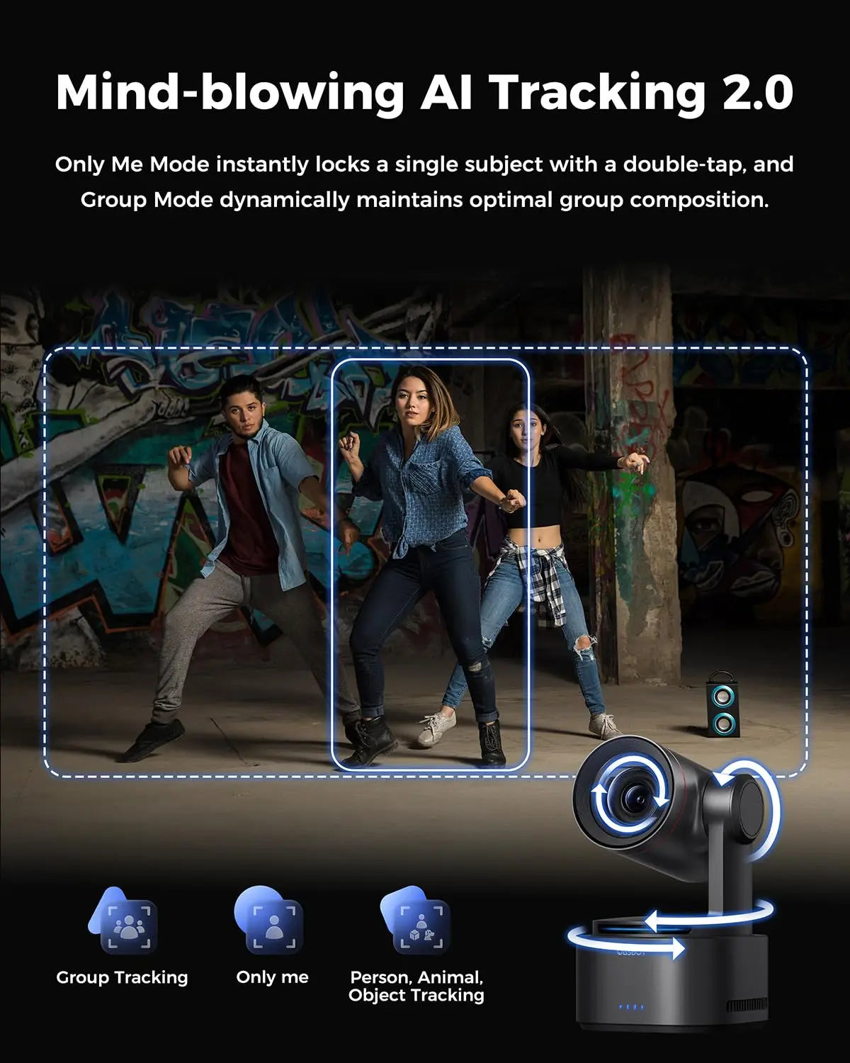 OBSBOT Tail 2 PTZR NDI Camera 4K@60FPS, Pro AI Tracking, 1/1.5" CMOS, 50MP, 5X Optical Zoom, 12X Hybrid Zoom, SDI/HDMI/IP/USB 3.