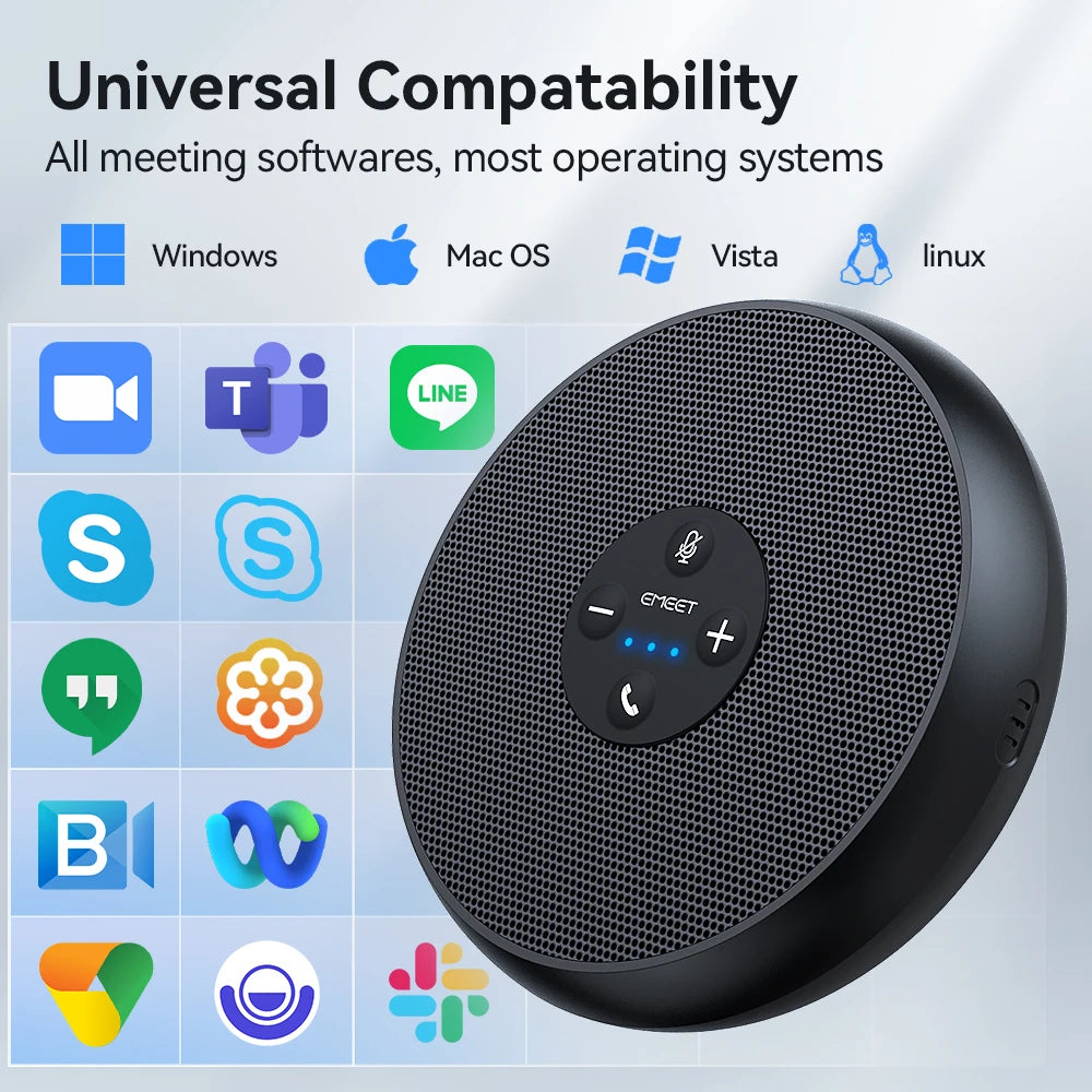 EMEET USB Wired Speakerphone Conference Speaker With 2 Mics 360° Voice Pickup Meeting Microphone for Zoom/WebEx/Microsoft Teams