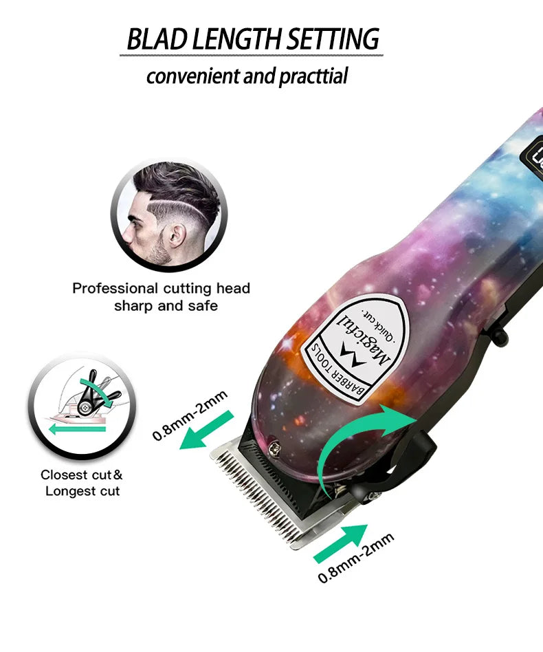 Magicful Hair Trimmer For Men Fashion Professional Hair Rechargeable Li-ion Battery Shavihaving Adjustable Electric Hair Clipper