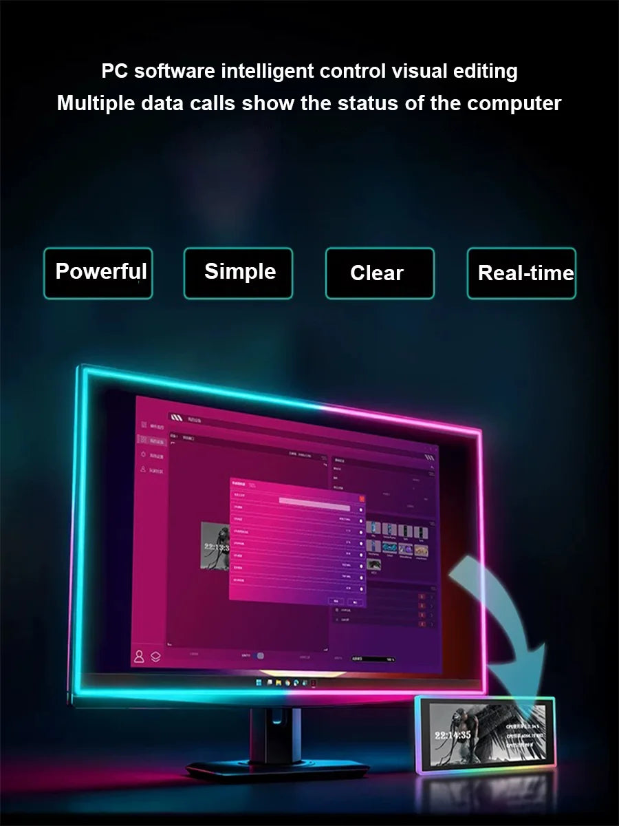 6.86-Inch Smart Secondary Screen, Customizable High-Definition Dynamic Theme Display, Small Expandable Display Side Screen