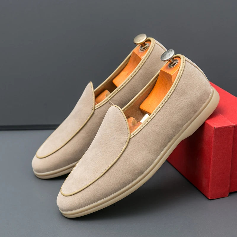 Autumn High-quality Suede Mens Loafers Simple Flat Casual Shoes Luxury Brand Nubuck Leather Outdoor Mocasin Party Wedding Shoes