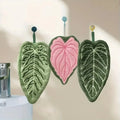 Plant Towels Leaf Design Ultra Absorbent Quick Dry Washable with Hanging Ring Hand Towel for Bathroom Kitchen Towel Decor