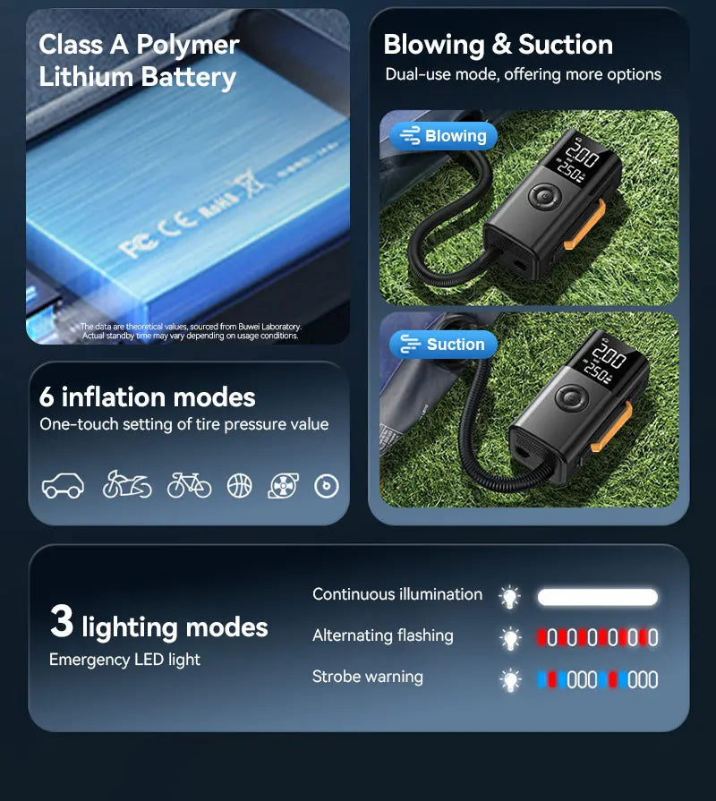 Car jump starter 6000A Jump Starter 150PSI Air Pump Multifunctional Tire Inflator Power Bank Lighting for Car