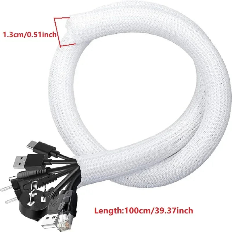 Braided Cable Sleeve 1m/3m/5m Pet Nylon Wrap for Desk PC TV Wire Protector Braided Wire Cover Casing Cable Organizer
