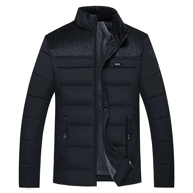 Puffer Jacket Men's Plush Thickened Parkas Stand Collar Jacket Men's Coat Winter Warm Thick Zipper Coat Padded Overcoat for Men
