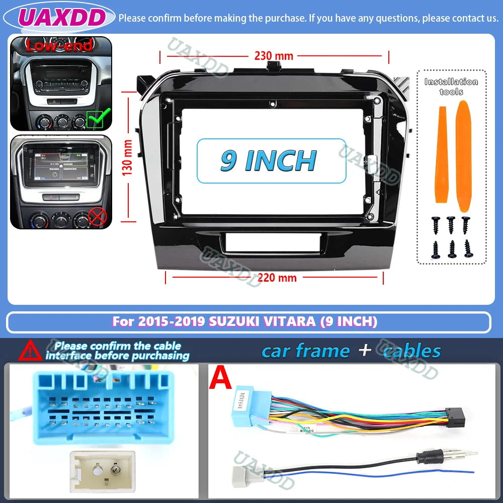 For 2022-2023 Suzuki VITARA 9INCH Android Frame Kit Panel 2Din Car Interior Fascia Cable Video Harness Navigation Decoder Canbus