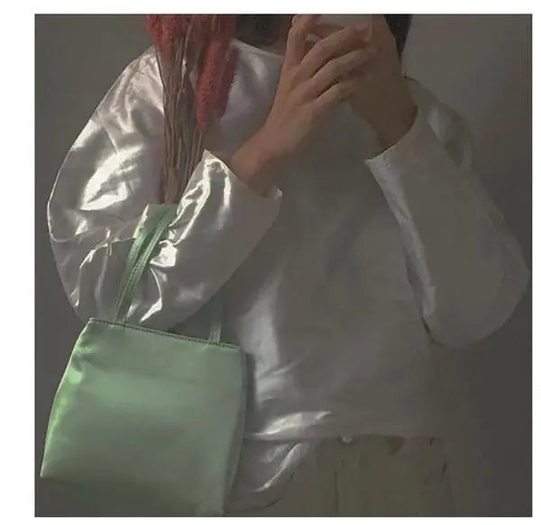 Women Bag Silk-like 2025 New Spring Summer Korean Simple Solid Purses and Handbags Girls Bags