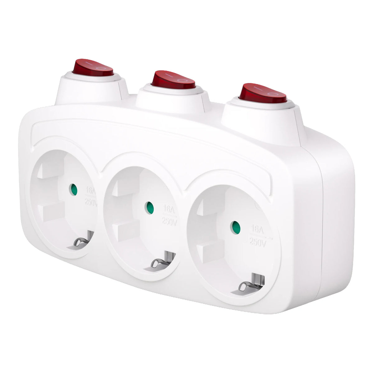 Double Plug Socket Adapter Schuko EU Conversion Plug With Switch ON/OFF German Standard Multiple Socket 3680W Extension Outlet