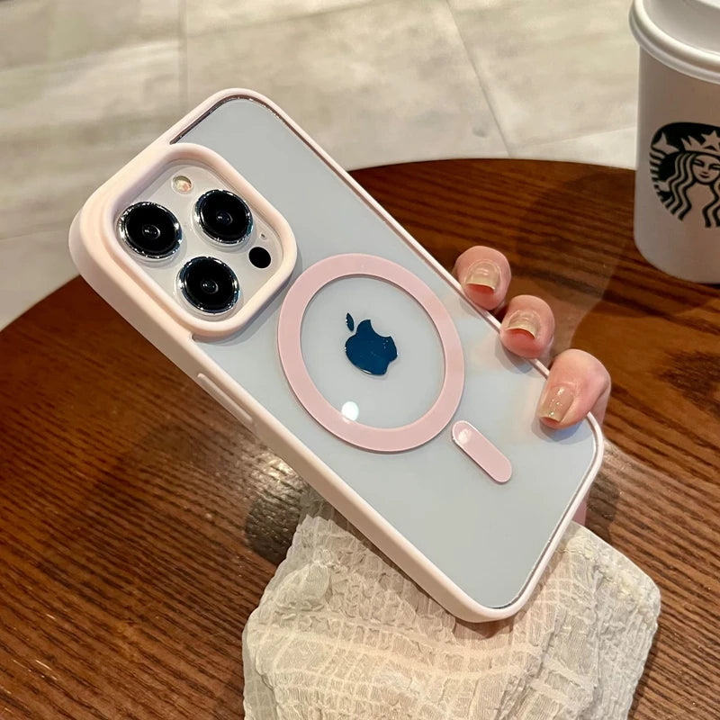 Luxury For Magsafe Transparent Phone Case For iPhone 16 15 14 17 12 13 Pro Max 16 Plus Mini Magnetic Wireless Charge Clear Cover
