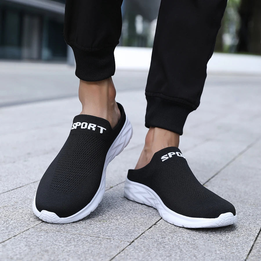 Lightweight Men's Half Slippers Breathable Men Slippers Fashion Casual Shoes Anti-slip Male Flat Slip on Flats Outdoor Big Size