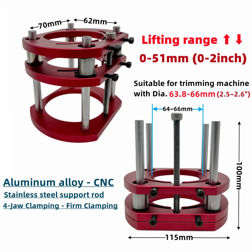 Precision Aluminum Router Lift Kit Hand Crank Router Plate Lifting System Woodworking Router Table Trimmer Engraving Machine