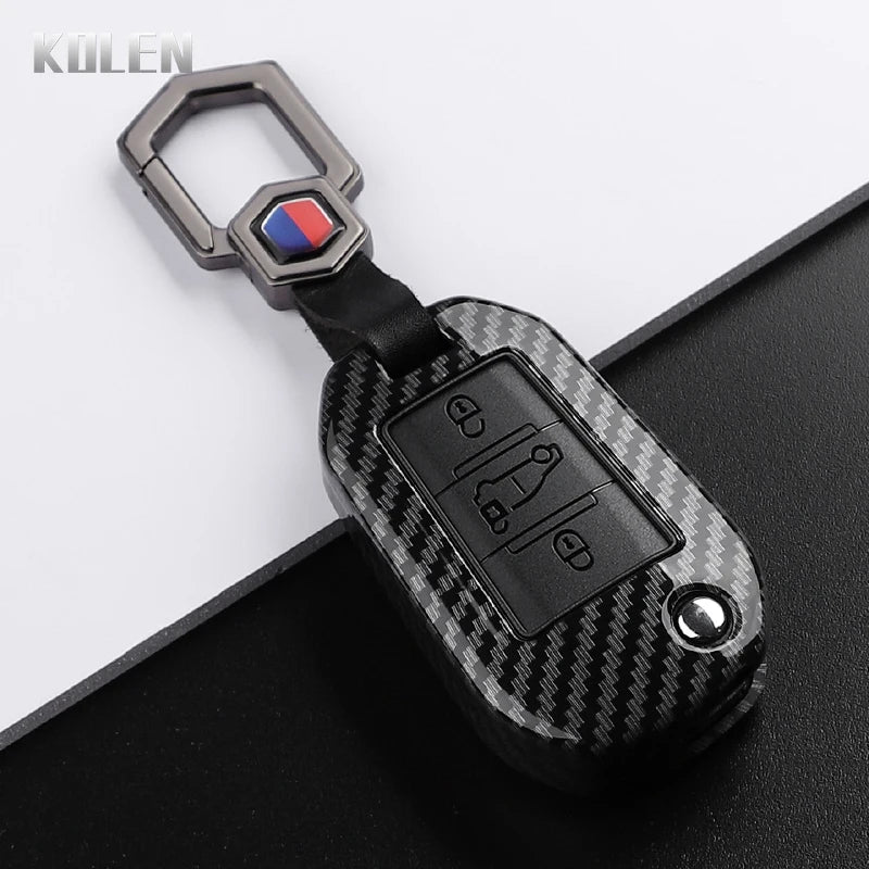 ABS Carbon Fiber Style Car Key Case Cover For Peugeot 208 308 T9 508 2008 3008 4008 For Citroen C4 For Opel Corsa Crossland X