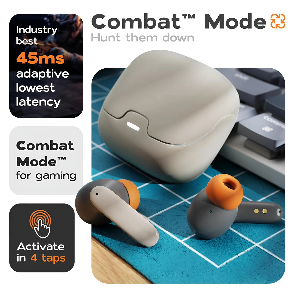 TWS Wireless Earphones 5.4 Bluetooth Ultra-low Latency Dual Microphone ENC Noise Cancelling in Ear Bluetooth Earphones