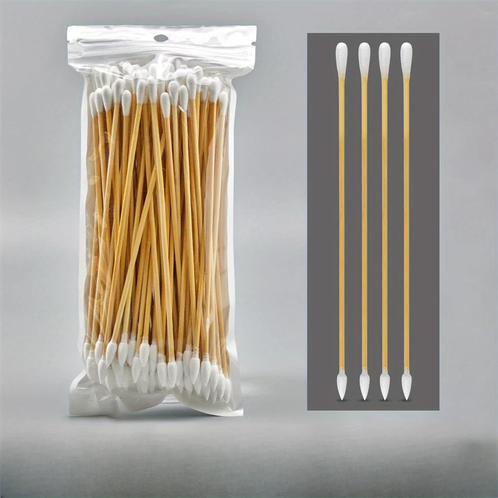 100/300/500pcs Double Pointed Cotton Swab Applicators - 6 Inch Long Cotton Swabs for Tattoo, Cleaning, Makeup & Ear Cleaning