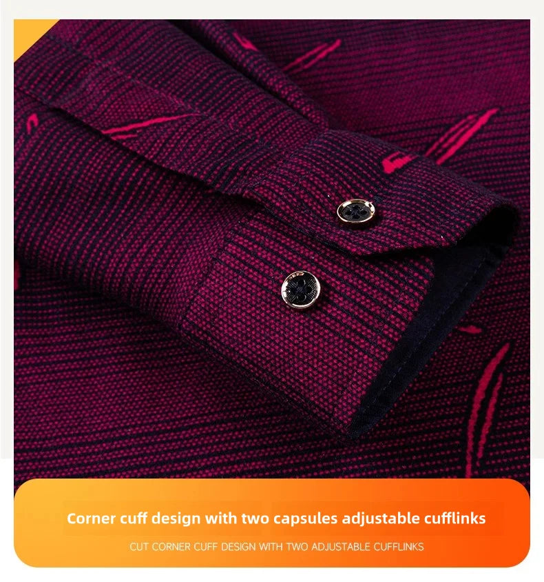 Men's Long-Sleeved Shirt Thickened Warm 7XL8XL Plus Size Autumn/Winter Casual No-Ironing Comfortable Double-Sided Fleece Top