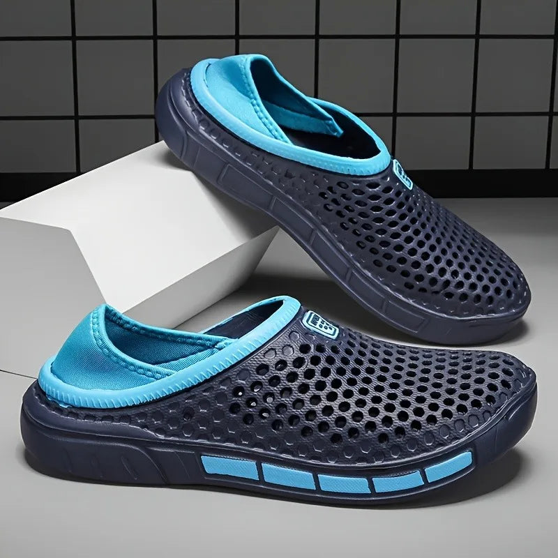 Men's and Women's Summer Sandals Clogs Casual Round Toe Slip on Outdoor Geometric Pattern Anti-slip Beach Hole Shoes Plus 46 47