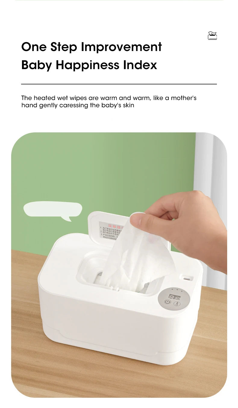 Baby Wet Wipes Heater LED Display Wet Wipes Dispenser Portable USB Charging Wipe Heater Car Home Wet Wipes Napkins Heating Box