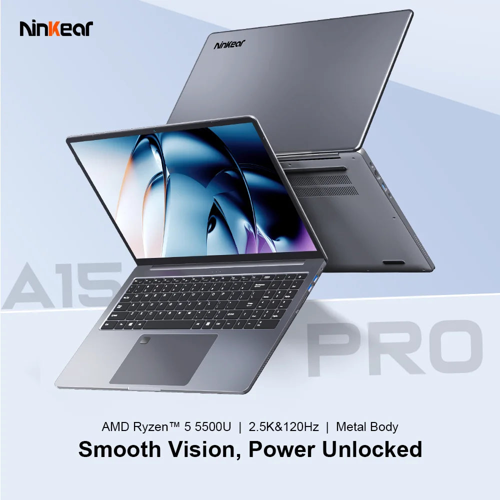 Ninkear A15 Pro Laptop 16GB 1TB AMD Ryzen 5 5500U 16 inch 120Hz 2560*1600 Display Screen Fingerprint Unlock Notebook Computer