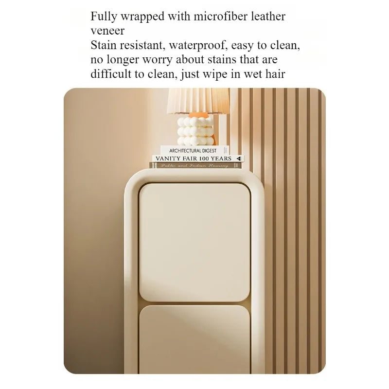 Cream wind bedside table light luxury French solid wood small ultra-narrow crevice mini modern simple bedside narrow cabinet