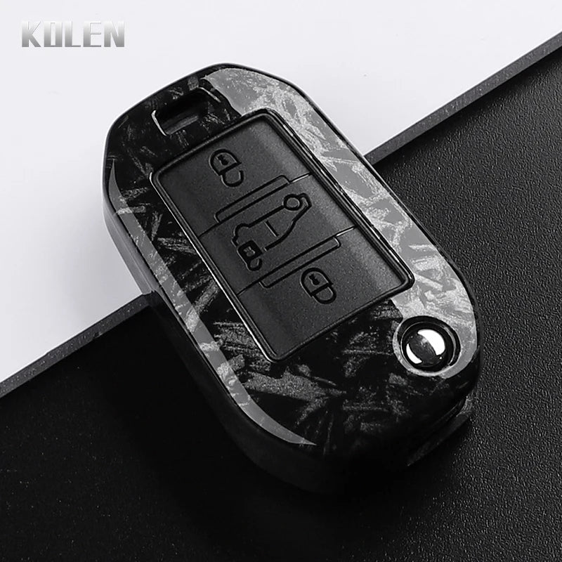 ABS Carbon Fiber Style Car Key Case Cover For Peugeot 208 308 T9 508 2008 3008 4008 For Citroen C4 For Opel Corsa Crossland X
