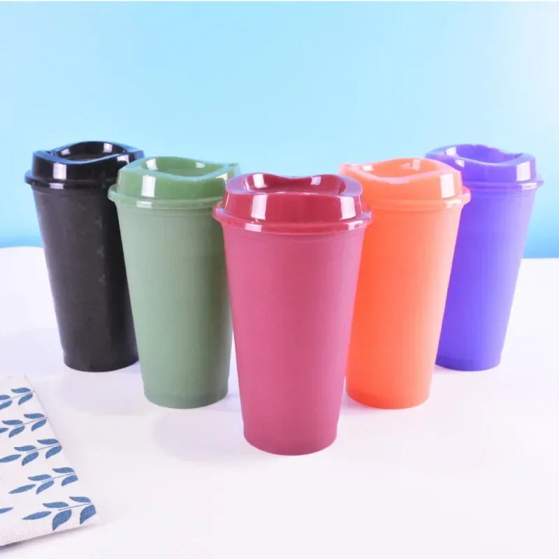 1pcs 475ml  Reusable Plastic Straw Cup 16OZ  Large Capacity Leakproof Travel Tumbler for Coffee Smoothie Home Birthday Party